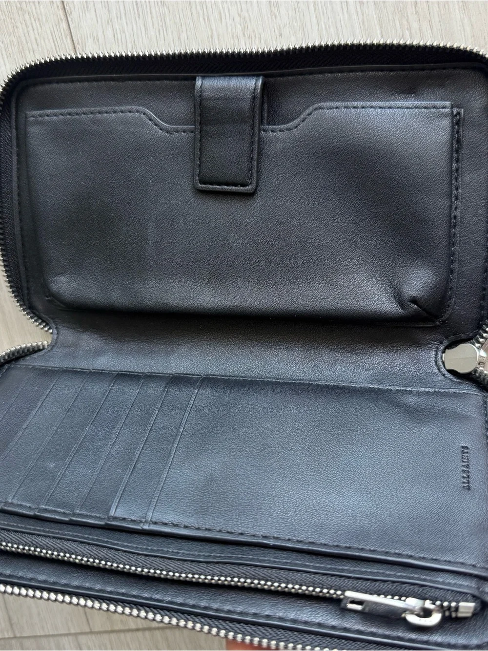 All Saints Leather Wallet in Olive Green